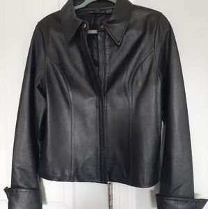 Attention Geniune Black Leather Jacket Size Large